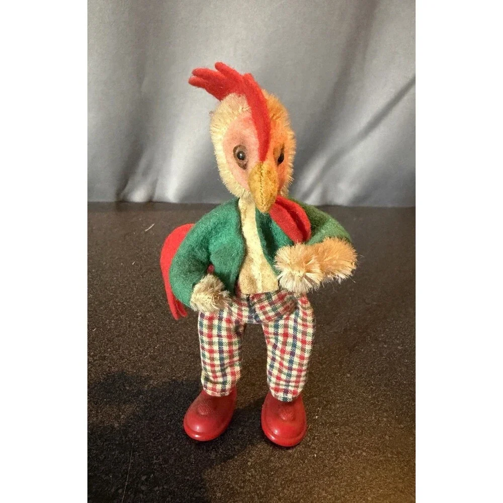 Vintage Schuco Bigo Bello Rooster Dressed Mohair Anthropomorphic MCM Retro